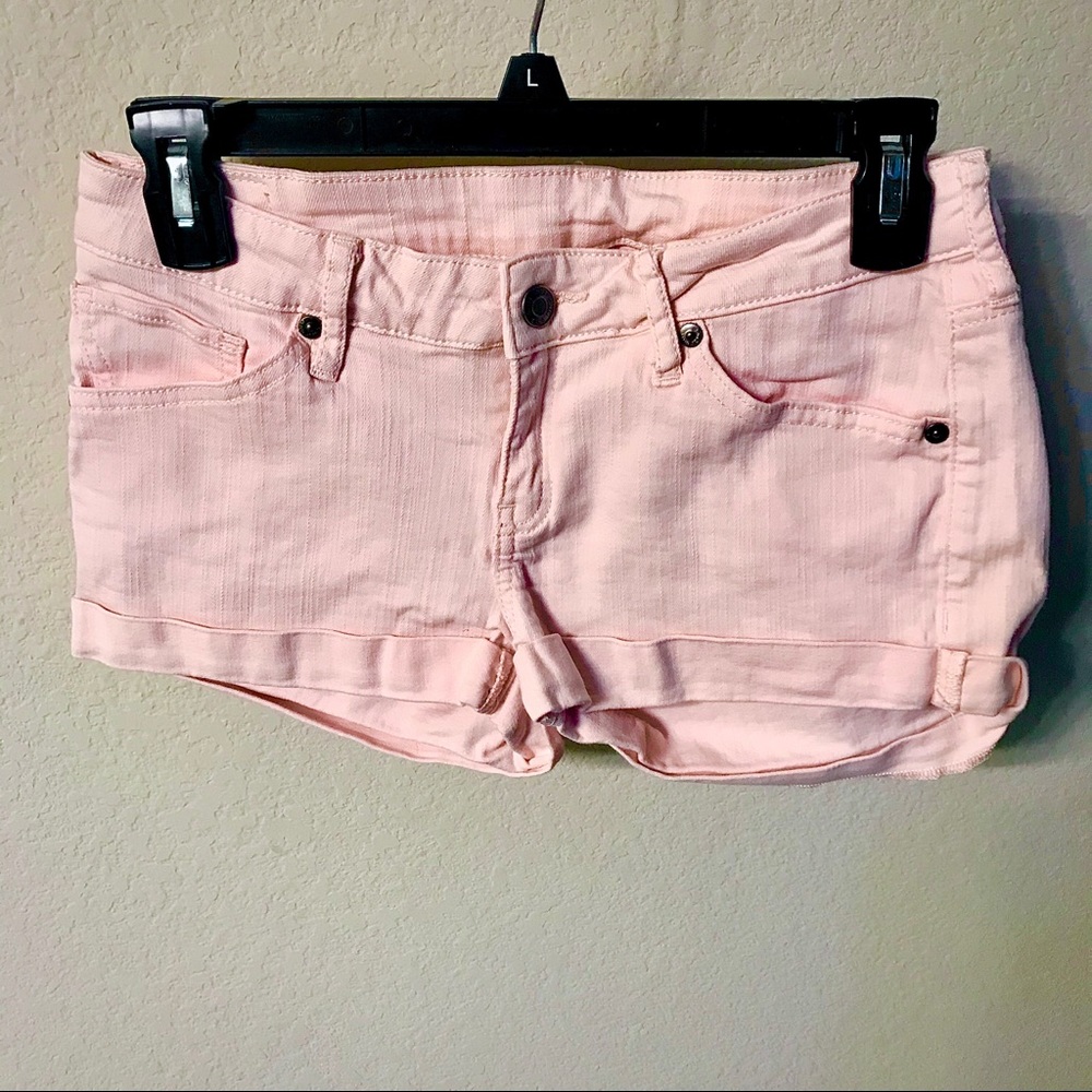 Pink denim shorts